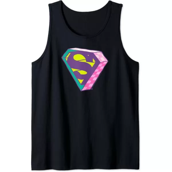 Amazon Essentials DC Comics Superman Bright Checkerboard 3D Logo Tank TopBlack