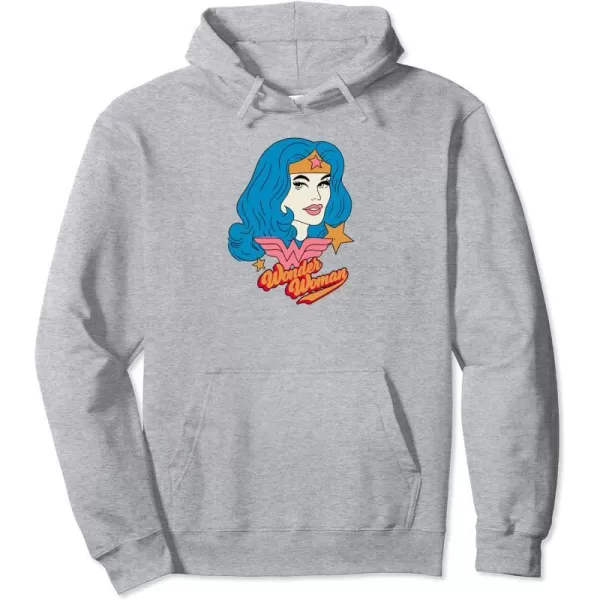 Amazon Essentials DC Comics Wonder Woman Comic Portrait Pullover HoodieHeather Grey