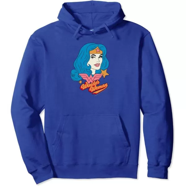 Amazon Essentials DC Comics Wonder Woman Comic Portrait Pullover HoodieRoyal Blue