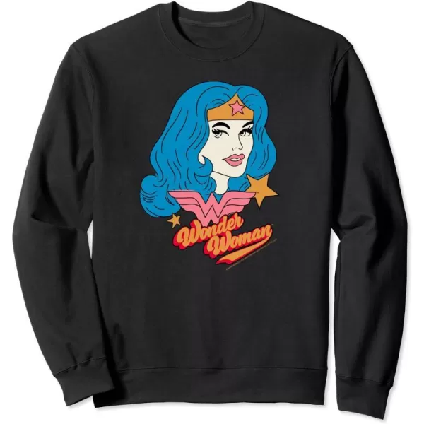 Amazon Essentials DC Comics Wonder Woman Comic Portrait SweatshirtBlack