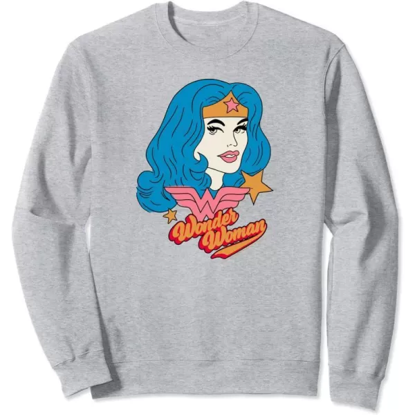 Amazon Essentials DC Comics Wonder Woman Comic Portrait SweatshirtHeather Grey