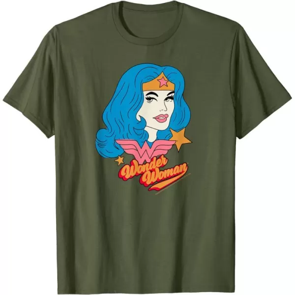 Amazon Essentials DC Comics Wonder Woman Comic Portrait TShirtOlive Green