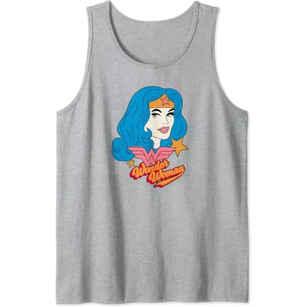 Amazon Essentials DC Comics Wonder Woman Comic Portrait Tank TopHeather Grey