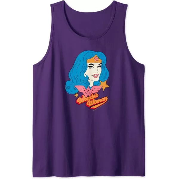 Amazon Essentials DC Comics Wonder Woman Comic Portrait Tank TopPurple