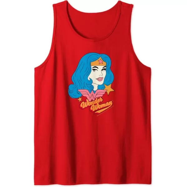 Amazon Essentials DC Comics Wonder Woman Comic Portrait Tank TopRed