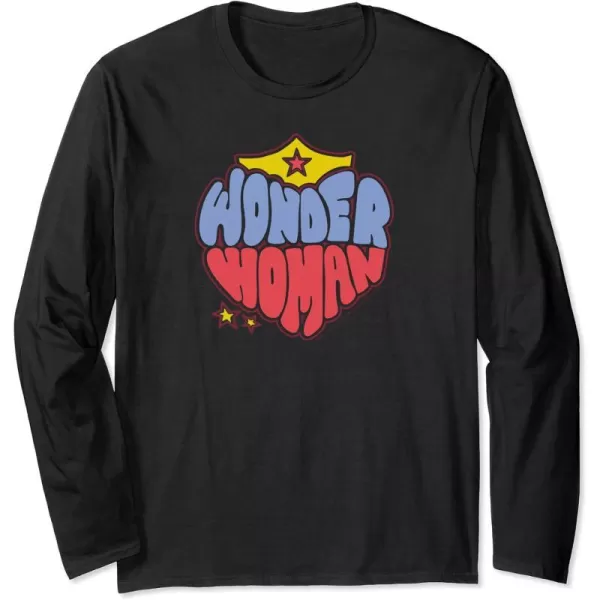 Amazon Essentials DC Comics Wonder Woman Heart Shaped Logo Long Sleeve TShirtBlack