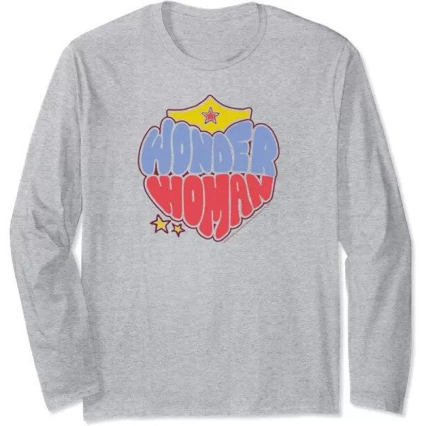 Amazon Essentials DC Comics Wonder Woman Heart Shaped Logo Long Sleeve TShirtHeather Grey