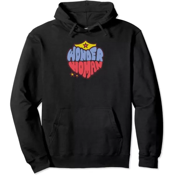 Amazon Essentials DC Comics Wonder Woman Heart Shaped Logo Pullover HoodieBlack