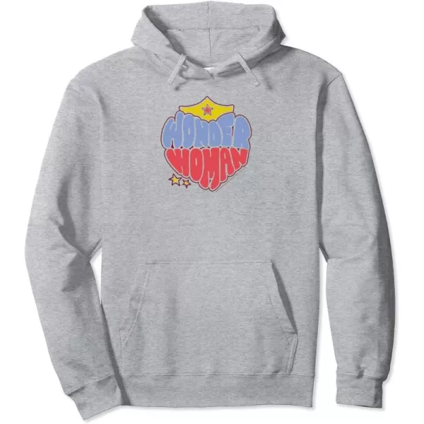 Amazon Essentials DC Comics Wonder Woman Heart Shaped Logo Pullover HoodieHeather Grey