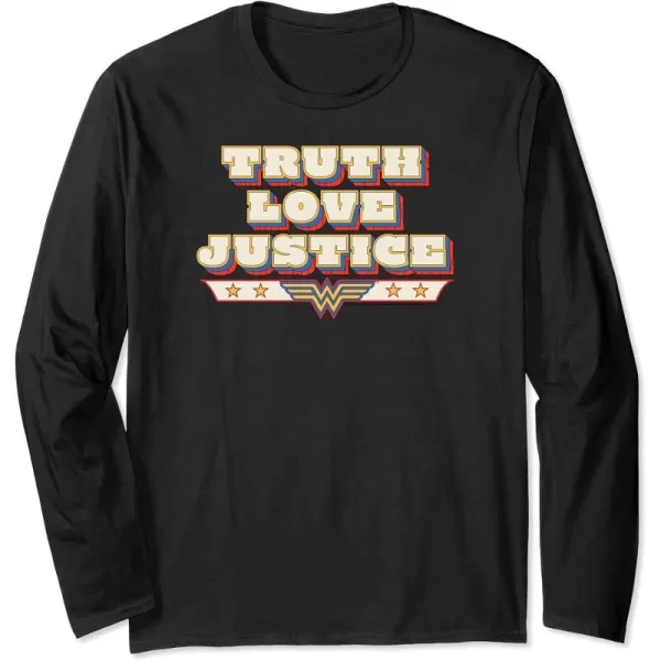 Amazon Essentials DC Comics Wonder Woman Truth Love Justice Long Sleeve TShirtBlack