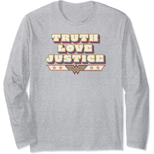 Amazon Essentials DC Comics Wonder Woman Truth Love Justice Long Sleeve TShirtHeather Grey