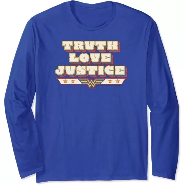 Amazon Essentials DC Comics Wonder Woman Truth Love Justice Long Sleeve TShirtRoyal Blue