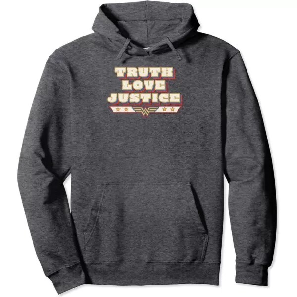 Amazon Essentials DC Comics Wonder Woman Truth Love Justice Pullover HoodieDark Heather Grey