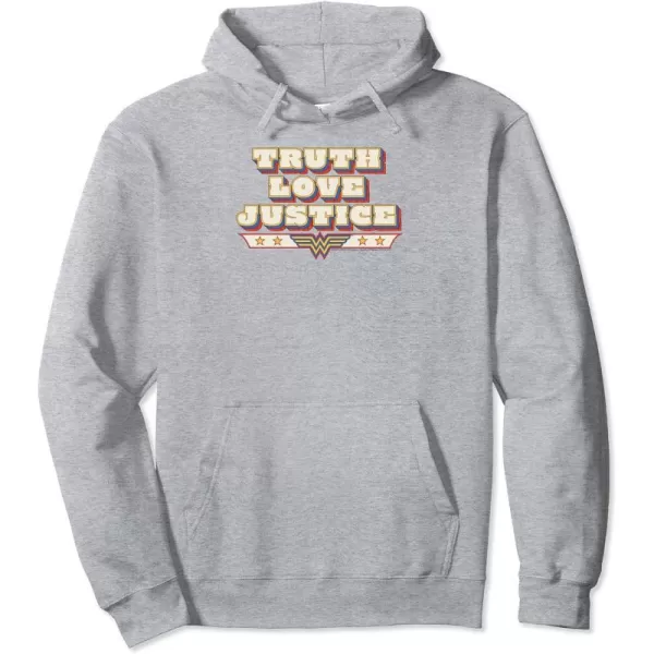 Amazon Essentials DC Comics Wonder Woman Truth Love Justice Pullover HoodieHeather Grey