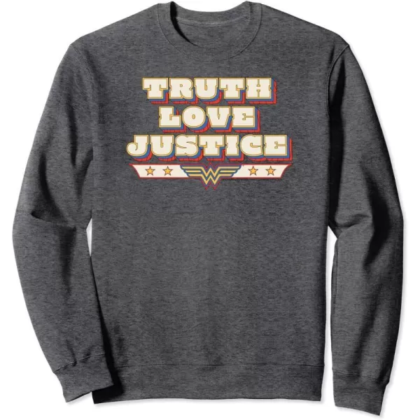 Amazon Essentials DC Comics Wonder Woman Truth Love Justice SweatshirtDark Heather Grey