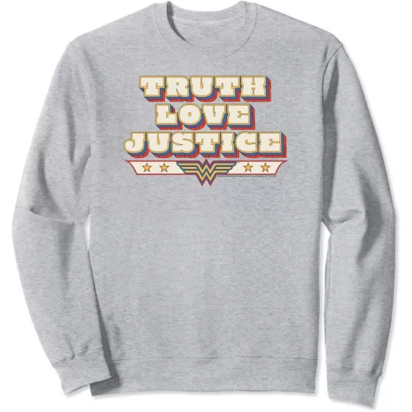 Amazon Essentials DC Comics Wonder Woman Truth Love Justice SweatshirtHeather Grey