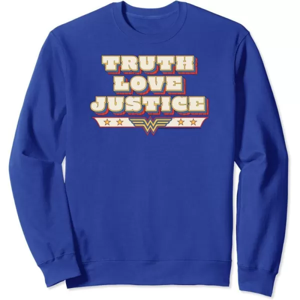 Amazon Essentials DC Comics Wonder Woman Truth Love Justice SweatshirtRoyal Blue