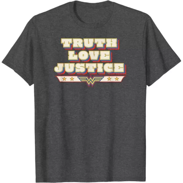 Amazon Essentials DC Comics Wonder Woman Truth Love Justice TShirtDark Heather Grey