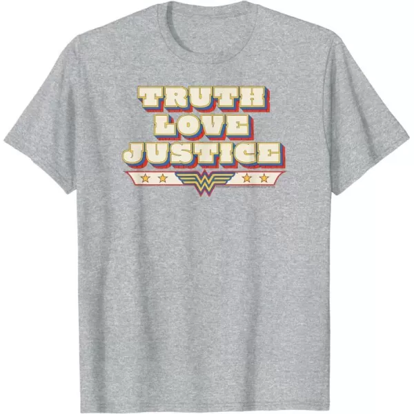 Amazon Essentials DC Comics Wonder Woman Truth Love Justice TShirtHeather Grey