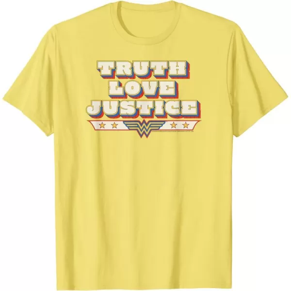 Amazon Essentials DC Comics Wonder Woman Truth Love Justice TShirtLemon Yellow