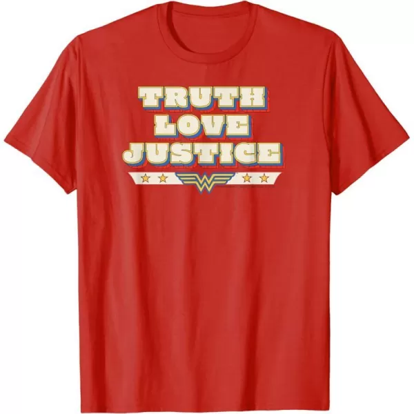 Amazon Essentials DC Comics Wonder Woman Truth Love Justice TShirtRed