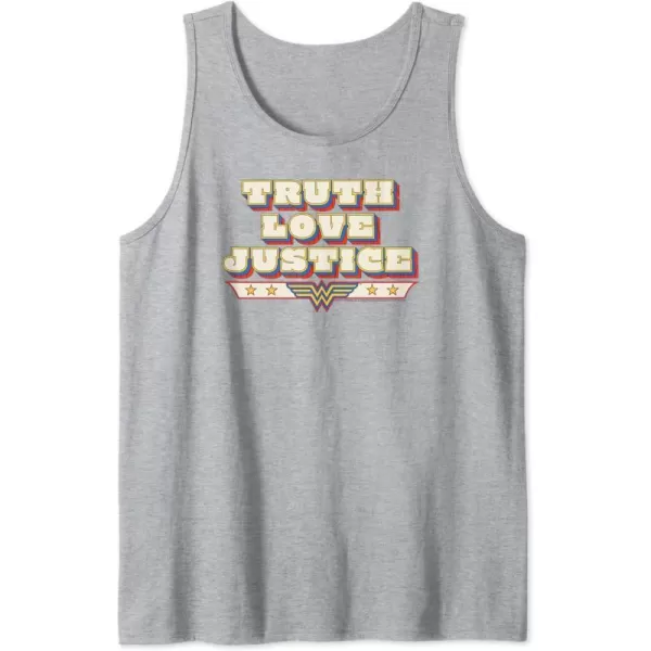 Amazon Essentials DC Comics Wonder Woman Truth Love Justice Tank TopHeather Grey