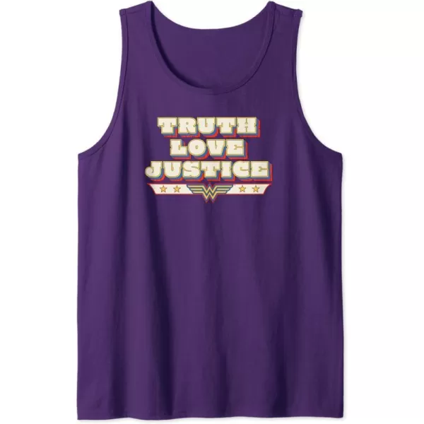 Amazon Essentials DC Comics Wonder Woman Truth Love Justice Tank TopPurple