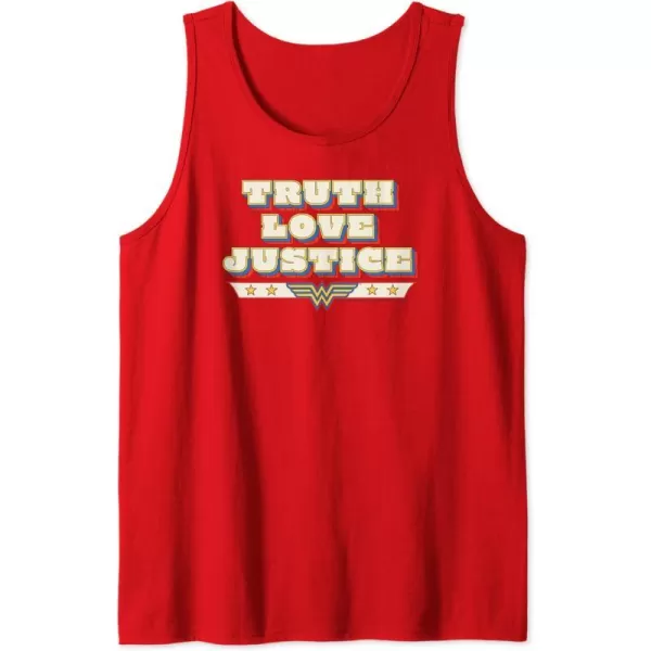 Amazon Essentials DC Comics Wonder Woman Truth Love Justice Tank TopRed