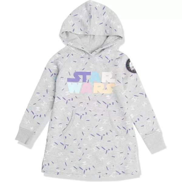 Amazon Essentials Disney  Marvel  Star Wars  Frozen  Princess Girls and Toddlers Fleece LongSleeve Hooded DressesGrey Star Wars Logo