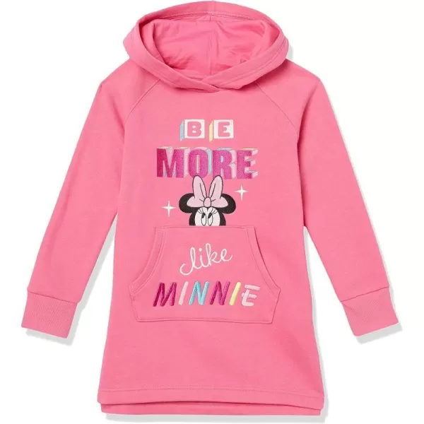 Amazon Essentials Disney  Marvel  Star Wars  Frozen  Princess Girls and Toddlers Fleece LongSleeve Hooded DressesPink Minnie Vibes