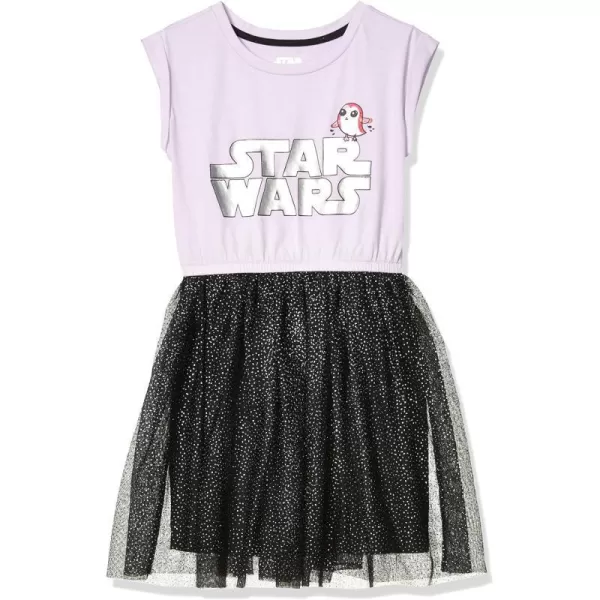 Amazon Essentials Disney  Marvel  Star Wars  Frozen  Princess Girls and Toddlers Knit ShortSleeve Tutu DressesBlack Purple Star Wars Logo