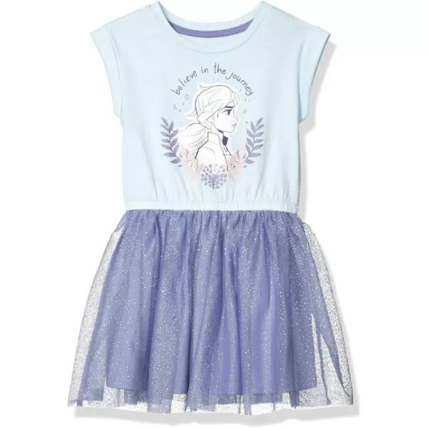 Amazon Essentials Disney  Marvel  Star Wars  Frozen  Princess Girls and Toddlers Knit ShortSleeve Tutu DressesBlue Frozen 2 Fearless