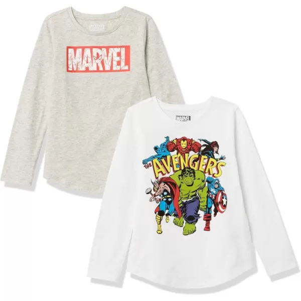 Amazon Essentials Disney  Marvel  Star Wars  Frozen  Princess Girls and Toddlers LongSleeve TShirts Pack of 2Marvel Avengers