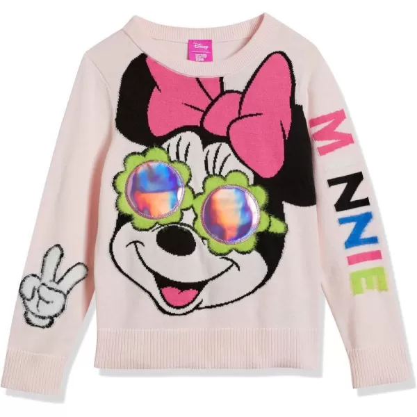 Amazon Essentials Disney  Marvel  Star Wars  Frozen  Princess Girls and Toddlers Pullover Crew SweatersPink Minnie