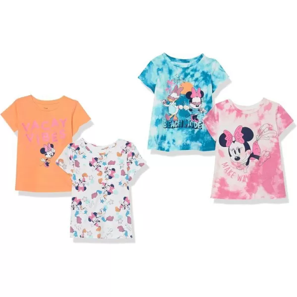 Amazon Essentials Disney  Marvel  Star Wars  Frozen  Princess Girls and Toddlers ShortSleeve TShirts Multipacks4 MinnieBeach