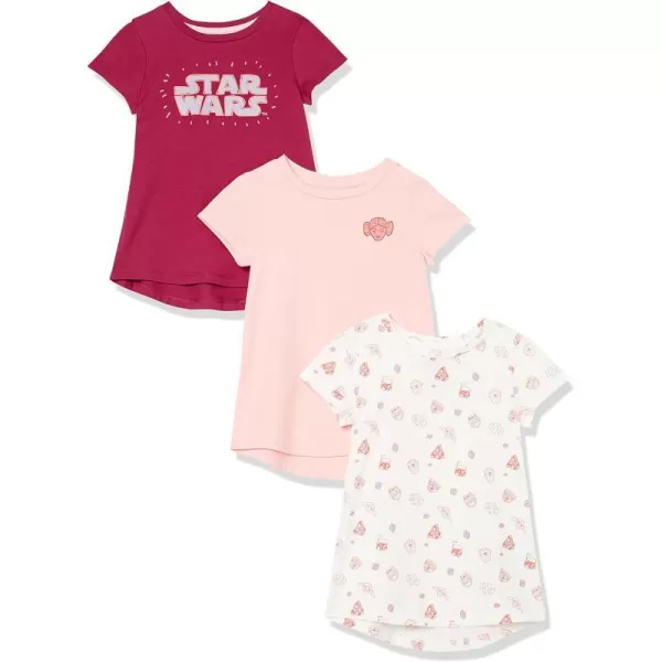 Amazon Essentials Disney  Marvel  Star Wars  Frozen  Princess Girls and Toddlers ShortSleeve Tunic TShirts Pack of 33pack Star Wars Leia Friends