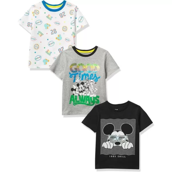 Amazon Essentials Disney  Marvel  Star Wars  Frozen Boys and Toddlers ShortSleeve TShirts Previously Spotted Zebra3 BlackGreyWhite Mickey and Friends