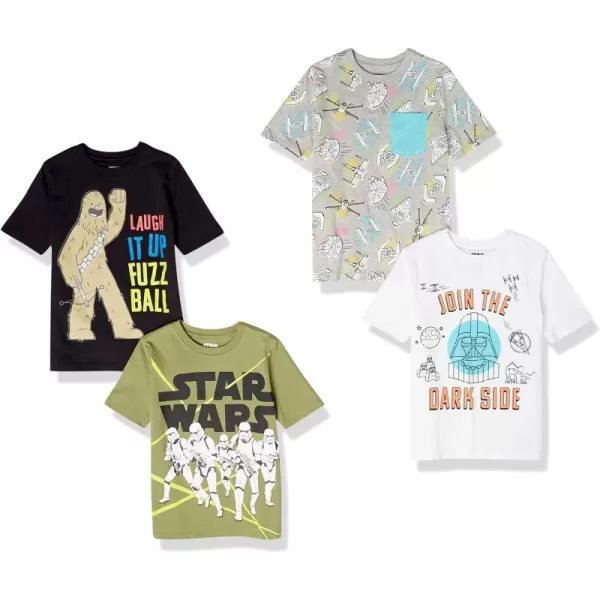 Amazon Essentials Disney  Marvel  Star Wars  Frozen Boys and Toddlers ShortSleeve TShirts Previously Spotted Zebra4 BlackOliveWhite Star Wars