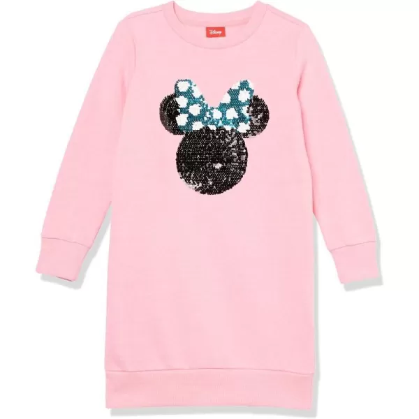 Amazon Essentials Disney  Marvel  Star Wars  Frozen Girls French Terry LongSleeve Dresses Previously Spotted ZebraPink Minnie