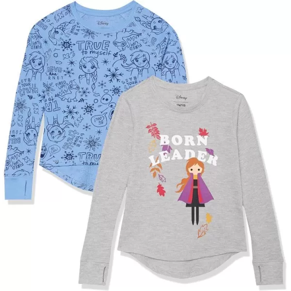 Amazon Essentials Disney  Marvel  Star Wars  Frozen Girls and Toddlers LongSleeve Thermal TShirts Pack of 2Frozen 2 Born Leader