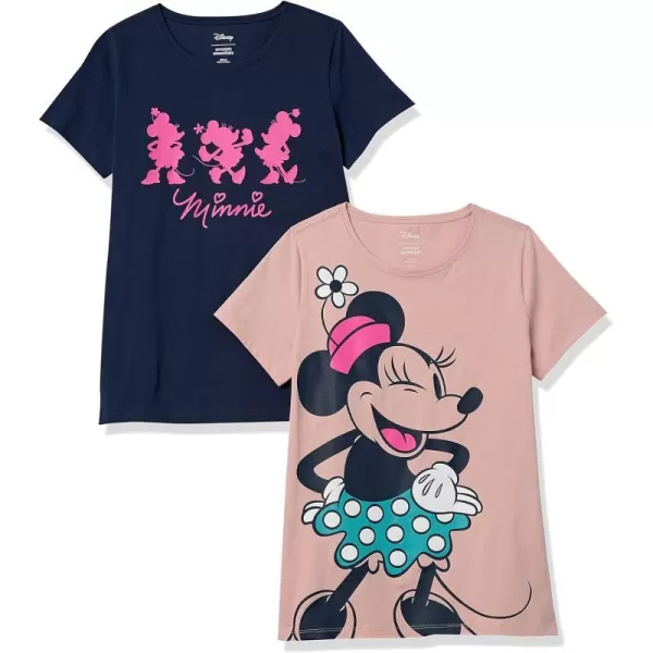 Amazon Essentials Disney  Marvel  Star Wars  Princess Womens ShortSleeve CrewNeck TShirts Pack of 2Forever Minnie