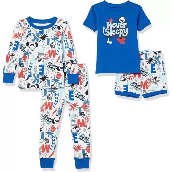 Amazon Essentials Disney  Marvel  Star Wars Babies Toddlers and Boys Pajama Set Previously Spotted Zebra Multipacks2 Mickey Never Sleepy