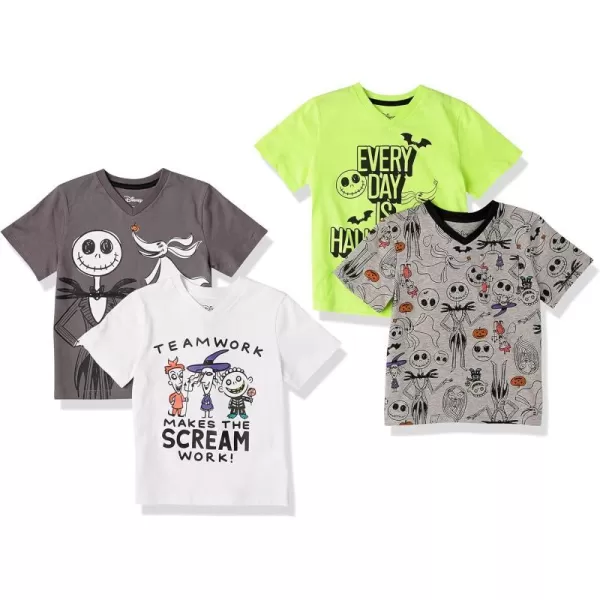 Amazon Essentials Disney  Marvel  Star Wars Boys ShortSleeve VNeck TShirts Previously Spotted Zebra Pack of 4Nightmare Doodle