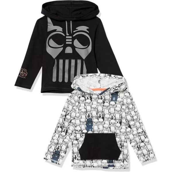 Amazon Essentials Disney  Marvel  Star Wars Boys and Toddlers Lightweight Hooded LongSleeve TShirts Pack of 2Star Wars Vader