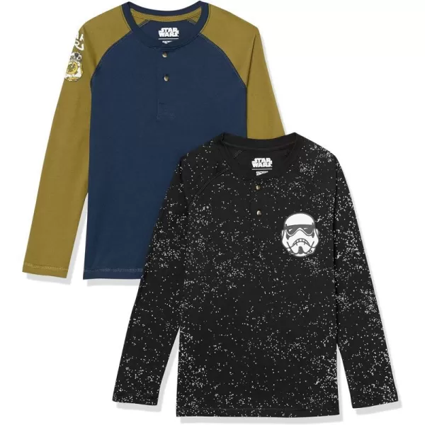 Amazon Essentials Disney  Marvel  Star Wars Boys and Toddlers LongSleeve Henley TShirts Pack of 2Star Wars Icons