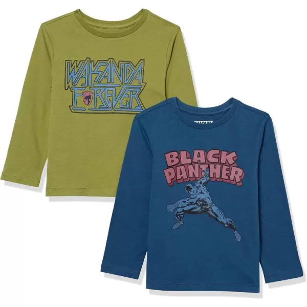 Amazon Essentials Disney  Marvel  Star Wars Boys and Toddlers LongSleeve TShirts Pack of 2Marvel Black Panther