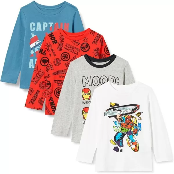 Amazon Essentials Disney  Marvel  Star Wars Boys and Toddlers LongSleeve TShirts Previously Spotted Zebra Pack of 4Marvel Heroes