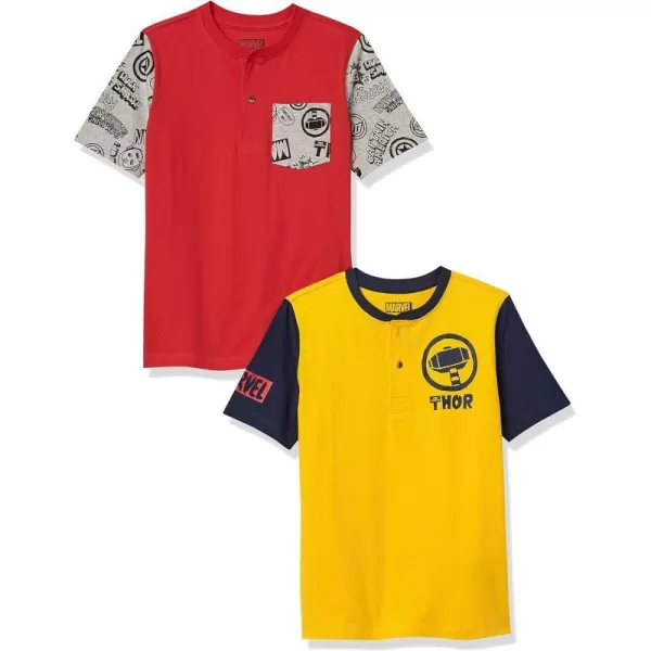 Amazon Essentials Disney  Marvel  Star Wars Boys and Toddlers ShortSleeve Henley TShirts Pack of 2MarvelDoodles