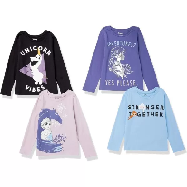 Amazon Essentials Disney  Marvel  Star Wars Girls and Toddlers LongSleeve TShirts Previously Spotted Zebra Pack of 4BlackCornflower BlueLight BluePrincess Power