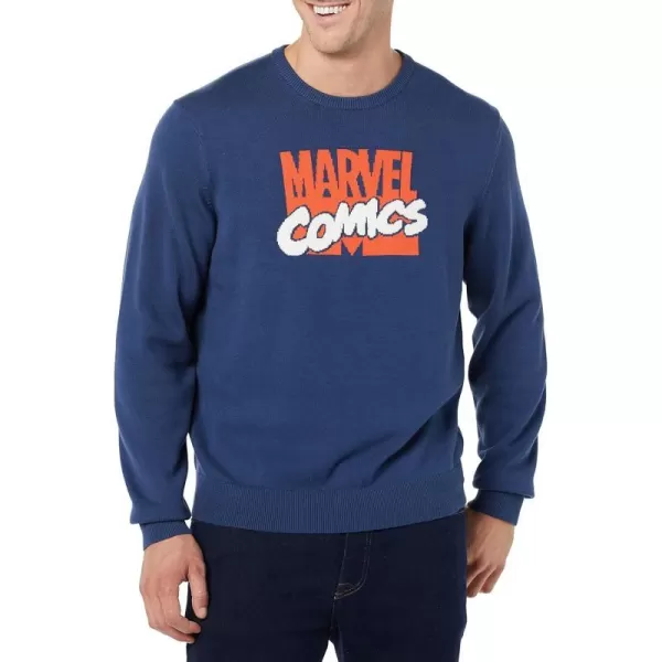 Amazon Essentials Disney  Marvel  Star Wars Mens Crew SweatersMarvel Comic Logo